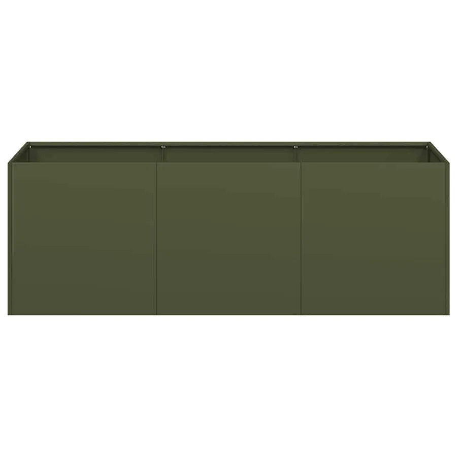 Jardinière vert olive 120x40x40 cm acier laminé à froid - 4