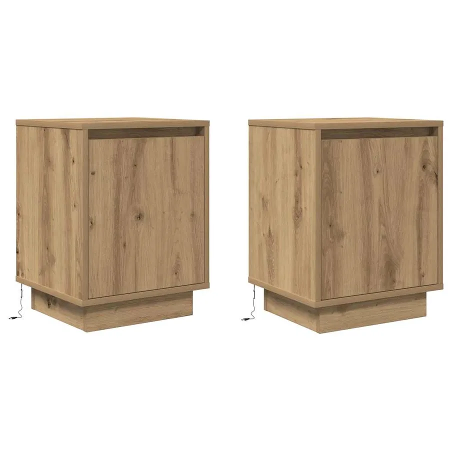 Armoires de chevet lumières LED 2pcs chêne artisanal 38x34x50cm - 3