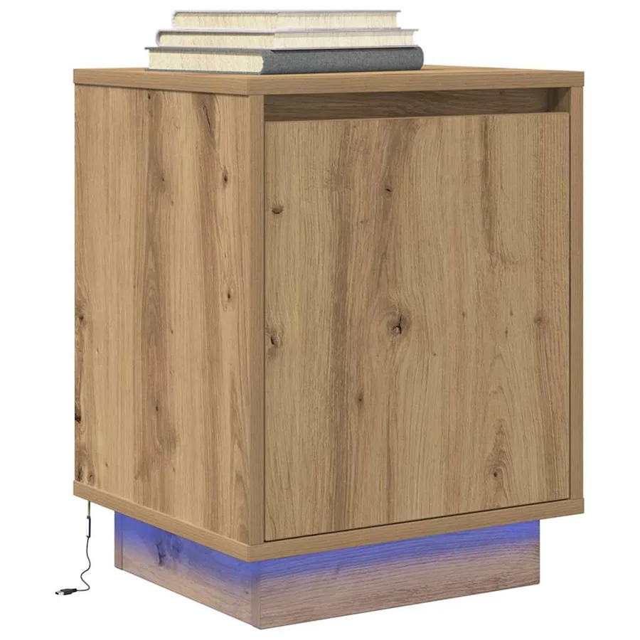 Armoires de chevet lumières LED 2pcs chêne artisanal 38x34x50cm - 6