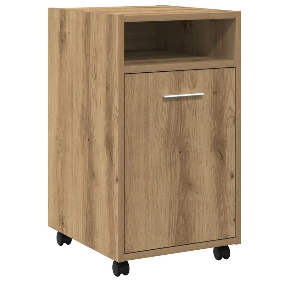 Armoire avec roues chêne artisanal 33x38x60cm bois d'ingénierie - 2