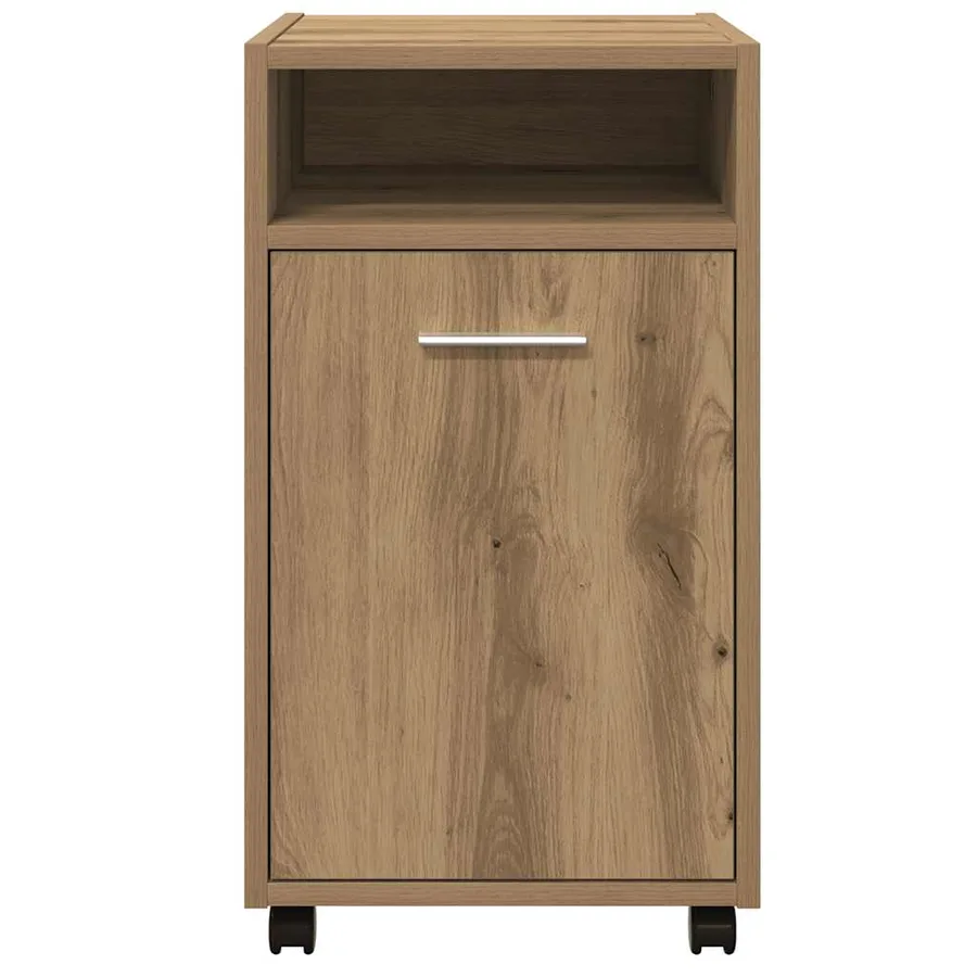 Armoire avec roues chêne artisanal 33x38x60cm bois d'ingénierie - 4
