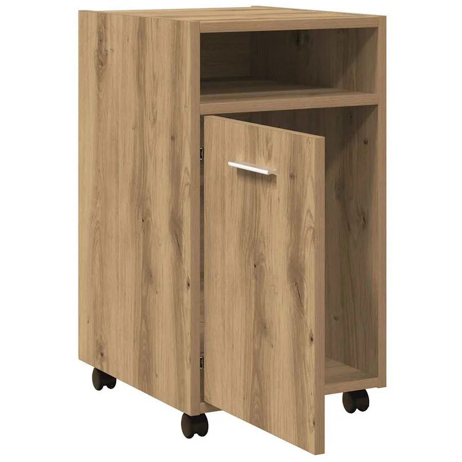 Armoire avec roues chêne artisanal 33x38x60cm bois d'ingénierie - 7