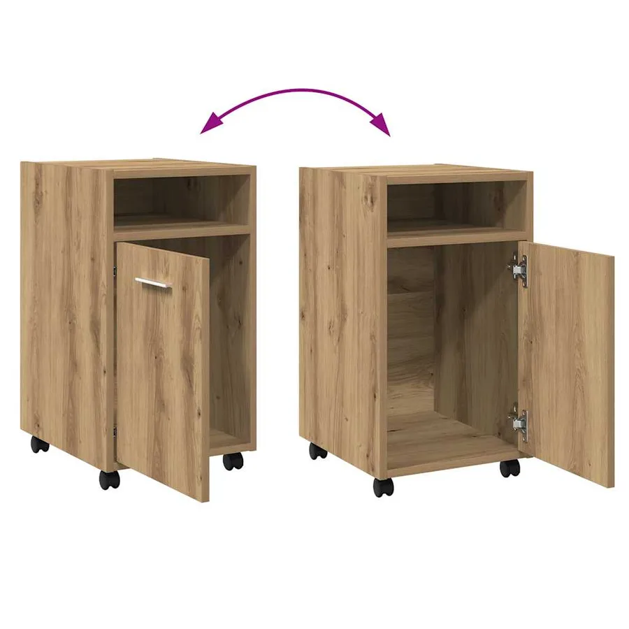 Armoire avec roues chêne artisanal 33x38x60cm bois d'ingénierie - 8