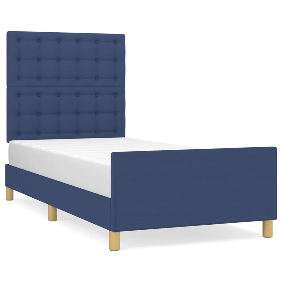 Cadre de lit sans matelas avec tête de lit bleu 80x200 cm tissu - 2