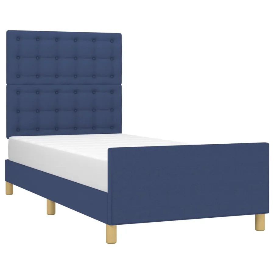 Cadre de lit sans matelas avec tête de lit bleu 80x200 cm tissu - 3