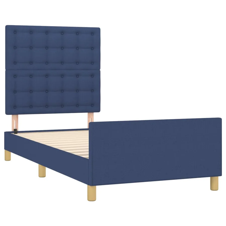 Cadre de lit sans matelas avec tête de lit bleu 80x200 cm tissu - 4