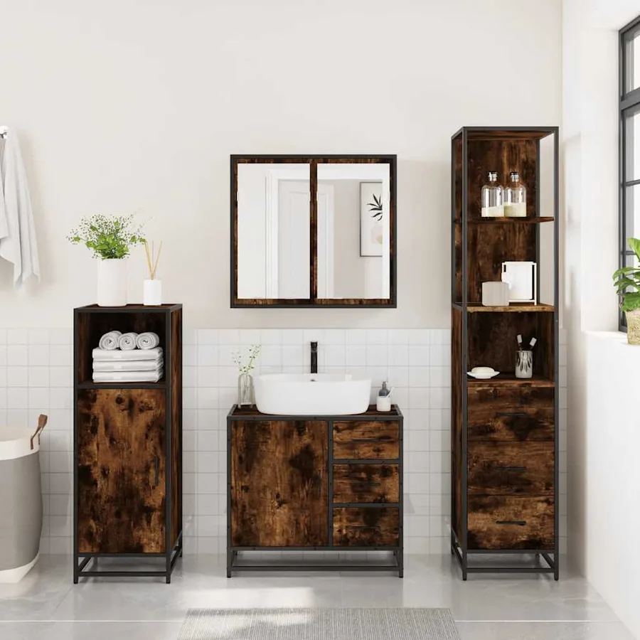Ensemble de meubles de salle de bain 3 pcs Chêne fumé - 4
