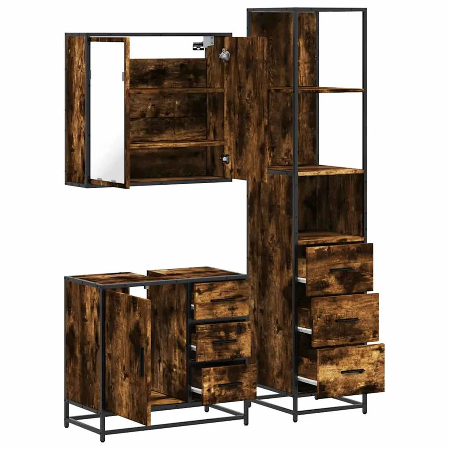 Ensemble de meubles de salle de bain 3 pcs Chêne fumé - 8
