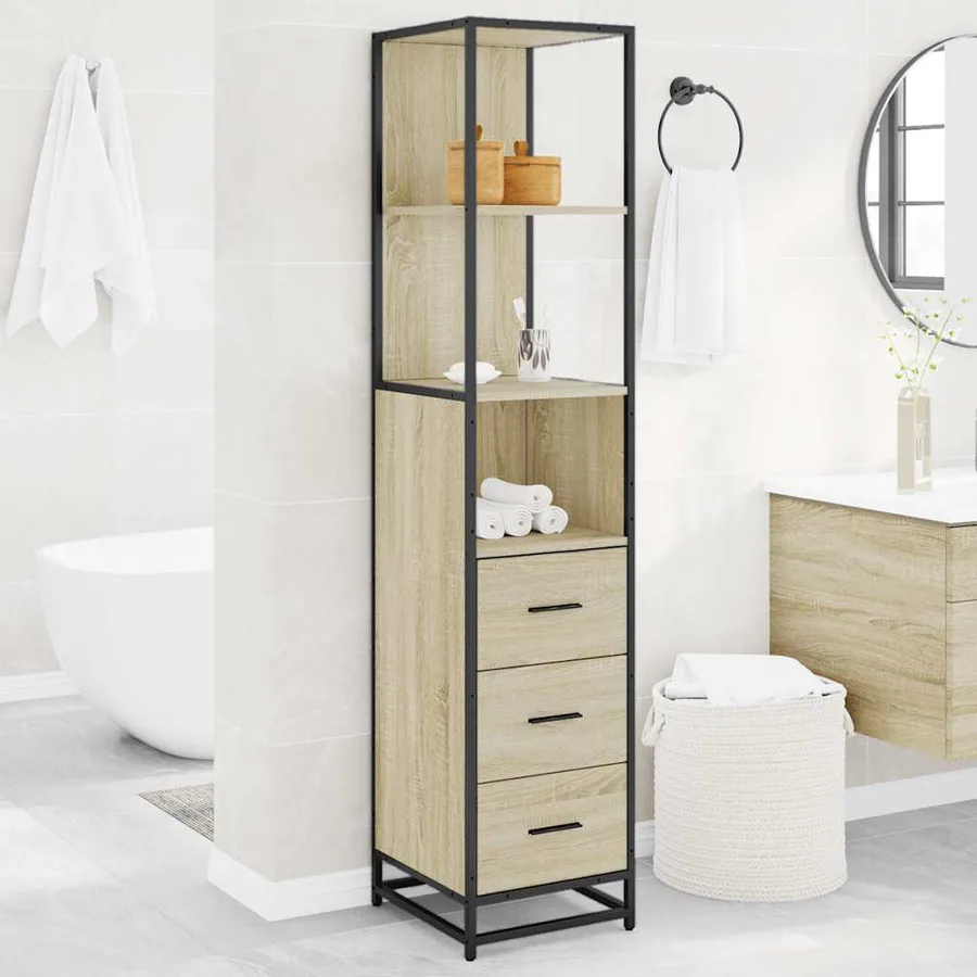 Armoire de salle de bain chêne sonoma 35x37,5x166 cm - 4