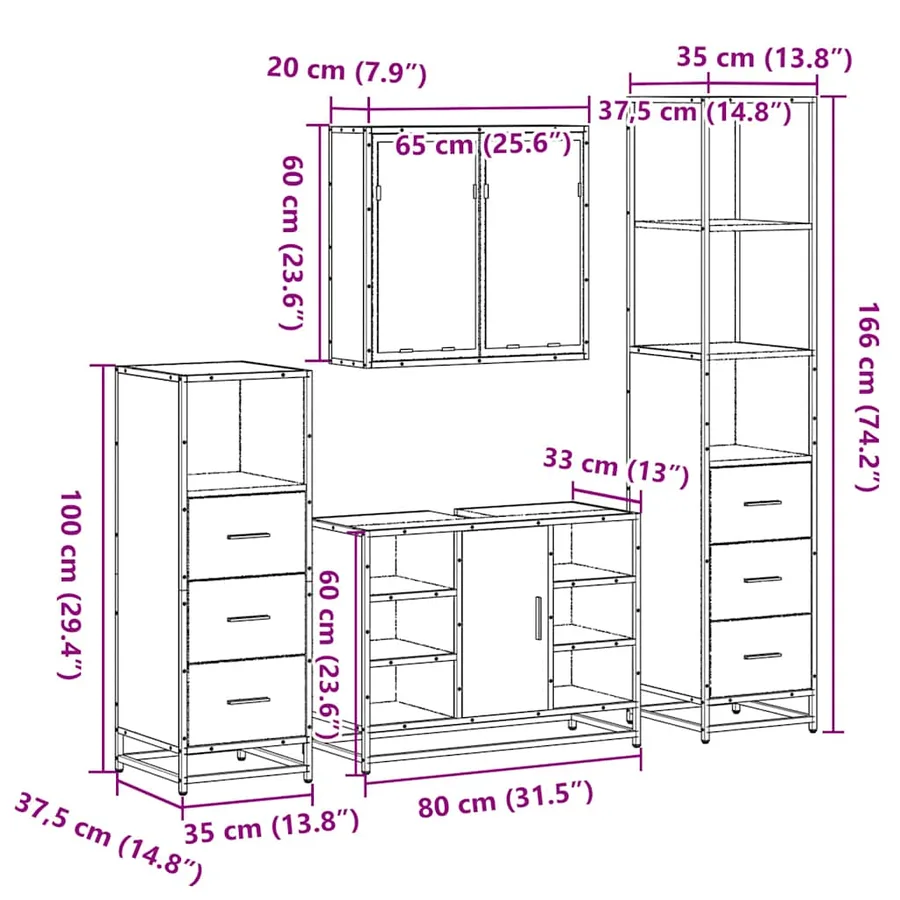 Ensemble de meubles de salle de bain 4 pcs chêne sonoma - 11