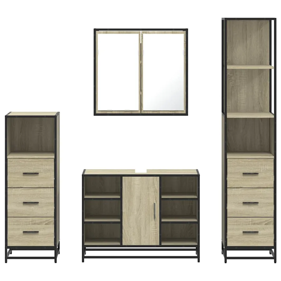 Ensemble de meubles de salle de bain 4 pcs chêne sonoma - 5