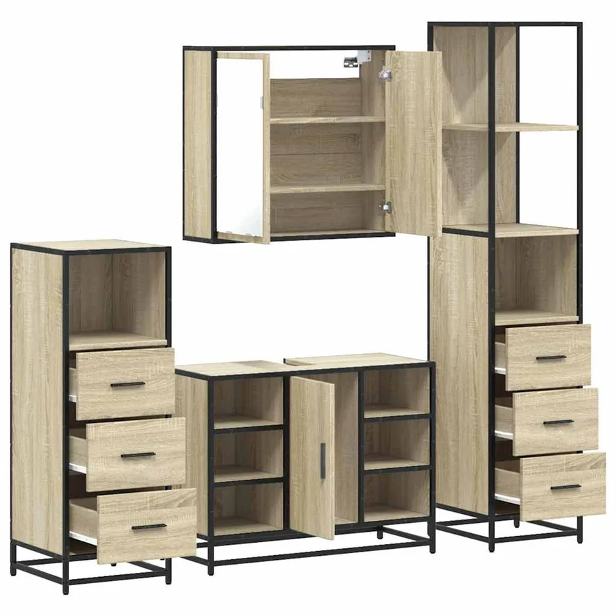 Ensemble de meubles de salle de bain 4 pcs chêne sonoma - 6
