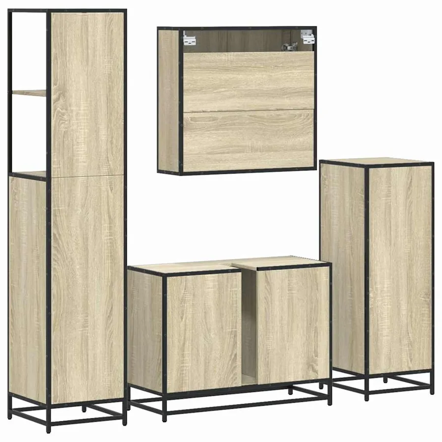 Ensemble de meubles de salle de bain 4 pcs chêne sonoma - 8