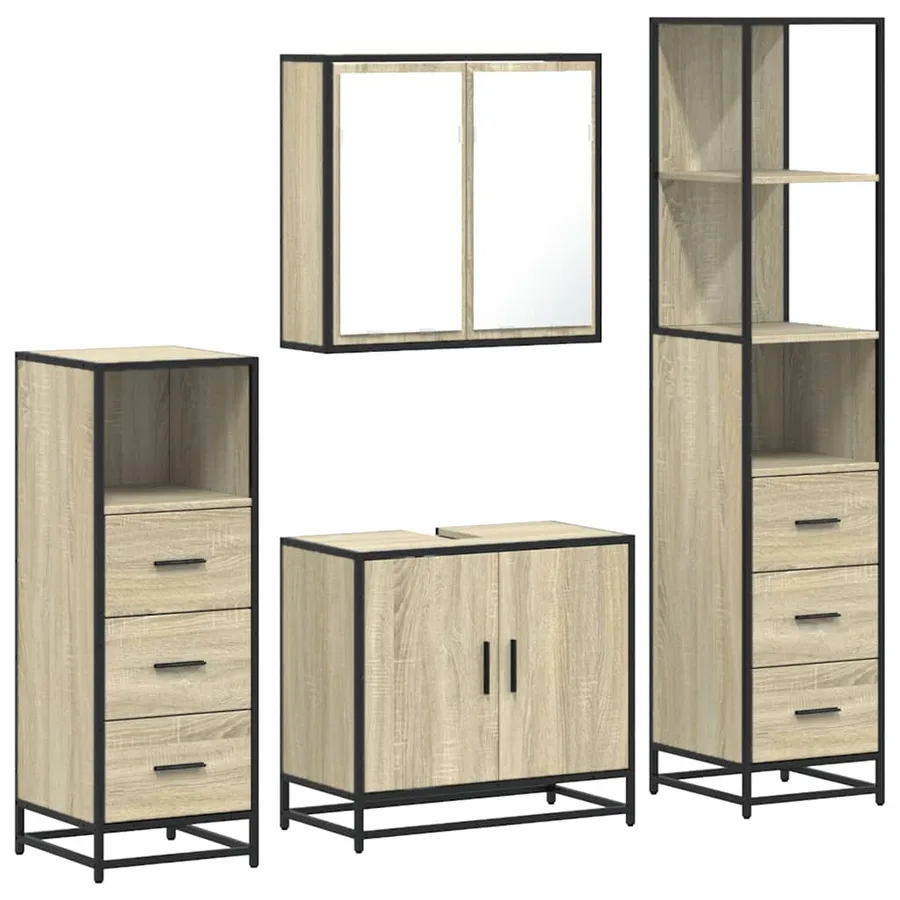 Ensemble de meubles de salle de bain 4 pcs chêne sonoma - 2