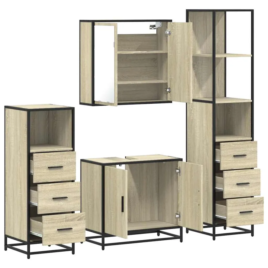 Ensemble de meubles de salle de bain 4 pcs chêne sonoma - 6