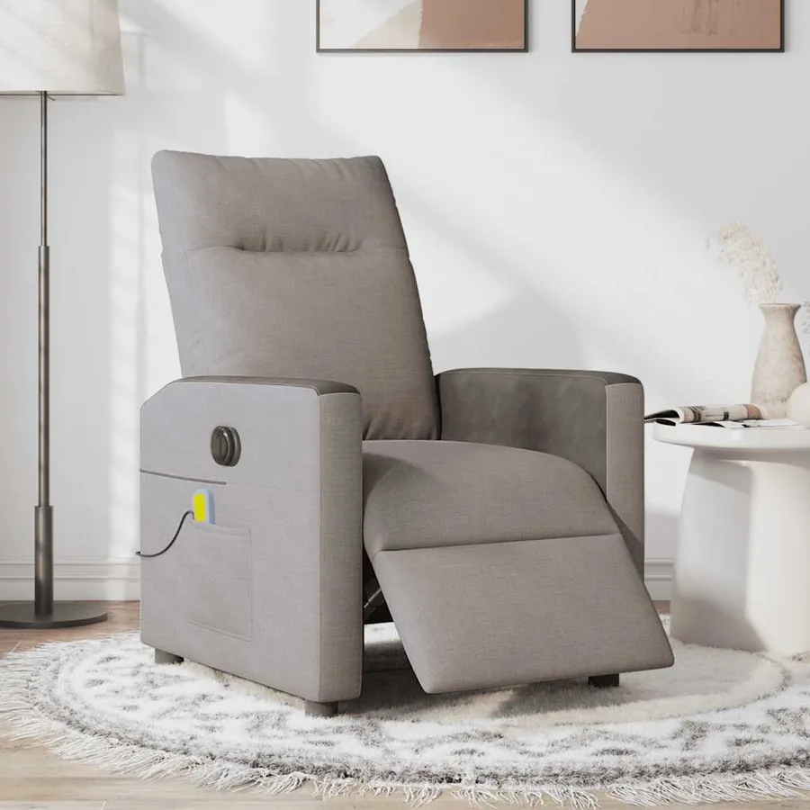 Fauteuil de massage inclinable électrique Taupe Tissu - 2