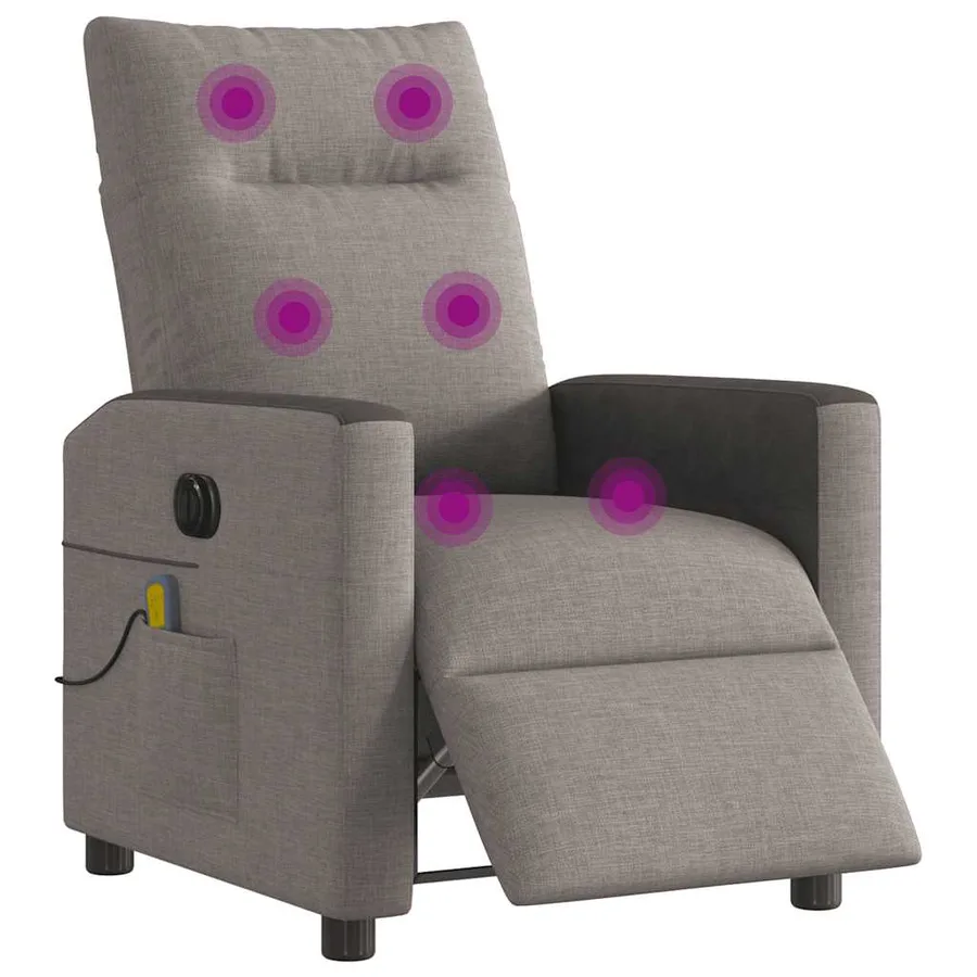 Fauteuil de massage inclinable électrique Taupe Tissu - 3