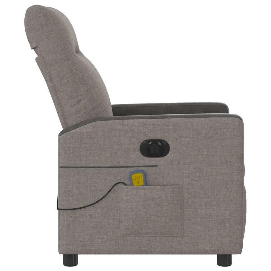 Fauteuil de massage inclinable électrique Taupe Tissu - 6