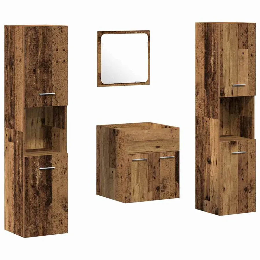 Ensemble de mobilier de salle de bain 4 pcs Bois Ancien - 2