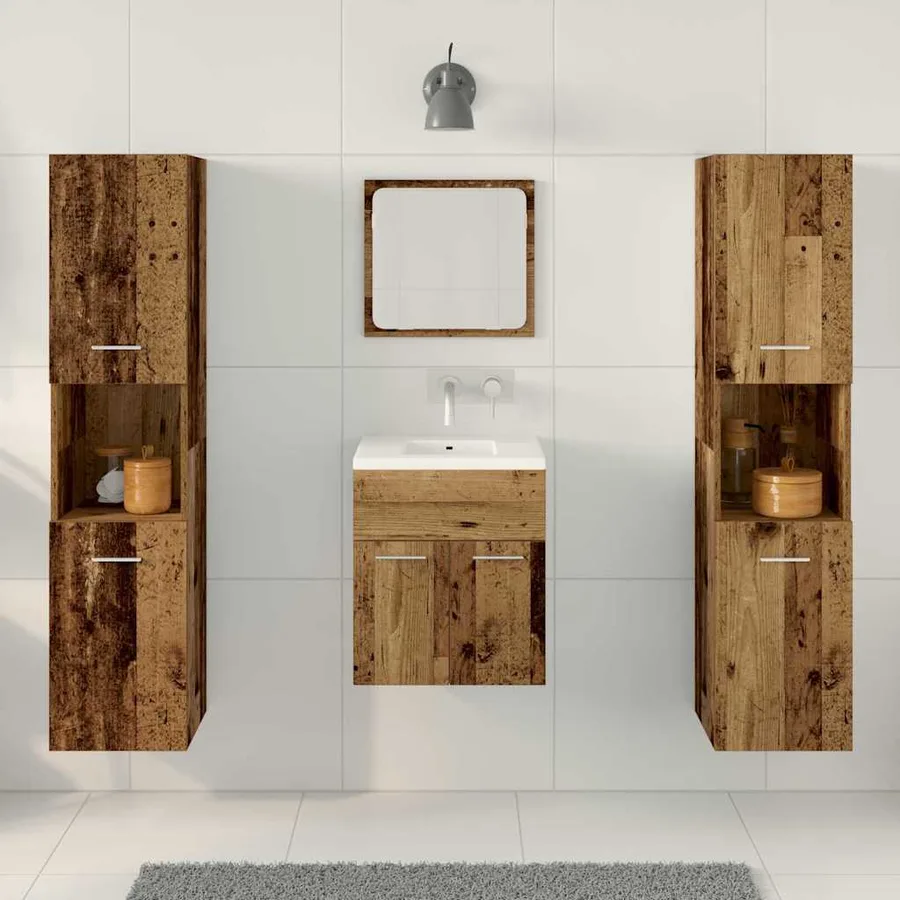 Ensemble de mobilier de salle de bain 4 pcs Bois Ancien - 4