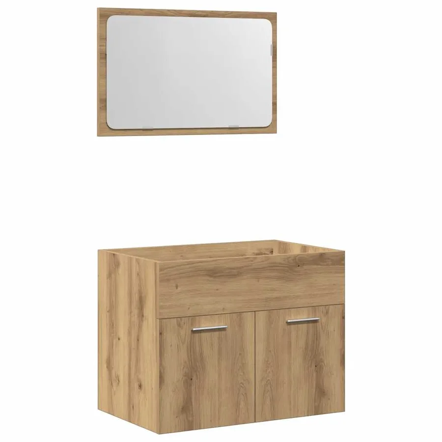 Ensemble de meubles salle de bain 2 pcs bois d'ingénierie - 2