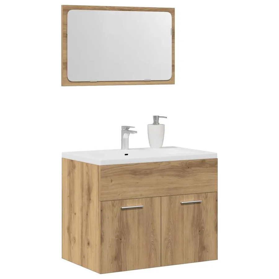 Ensemble de meubles salle de bain 2 pcs bois d'ingénierie - 4