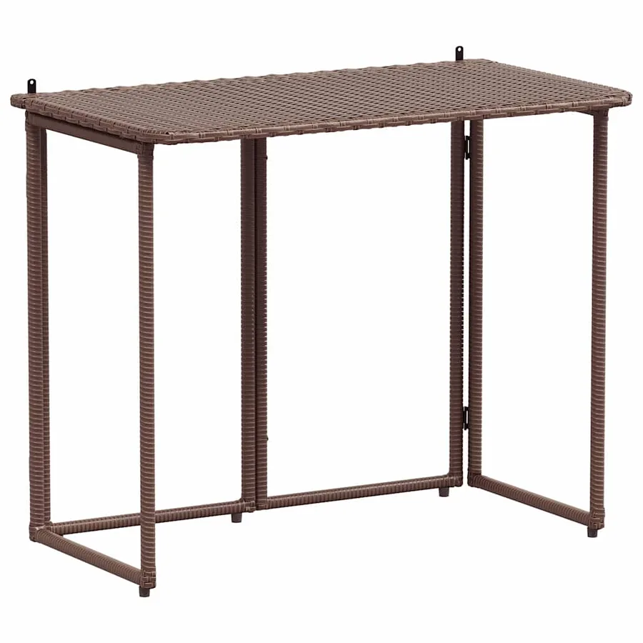 Table de jardin pliante marron 90 x 51 x 75 cm polyrotin - 2