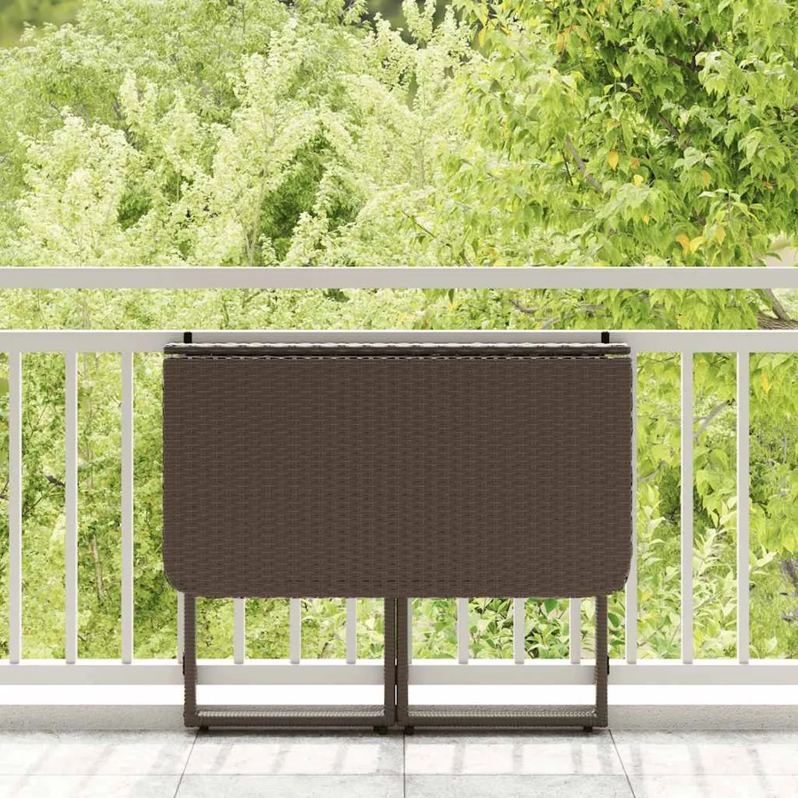 Table de jardin pliante marron 90 x 51 x 75 cm polyrotin - 3