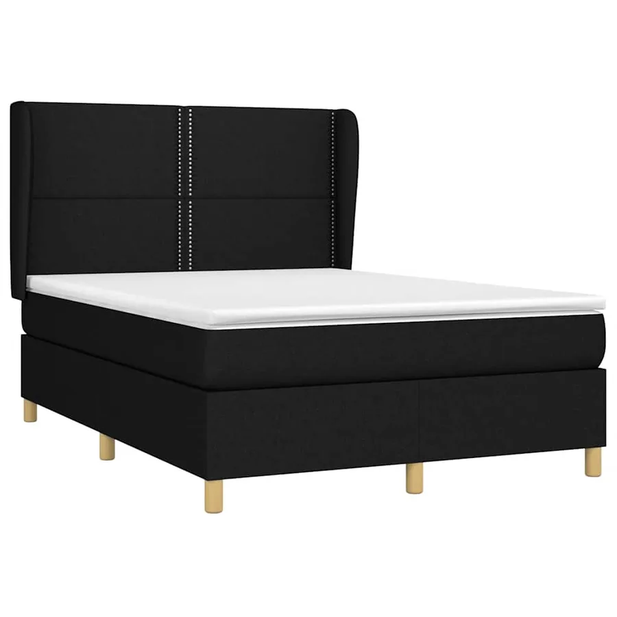 Sommier à lattes de lit avec matelas Noir 140x200 cm Tissu - 3
