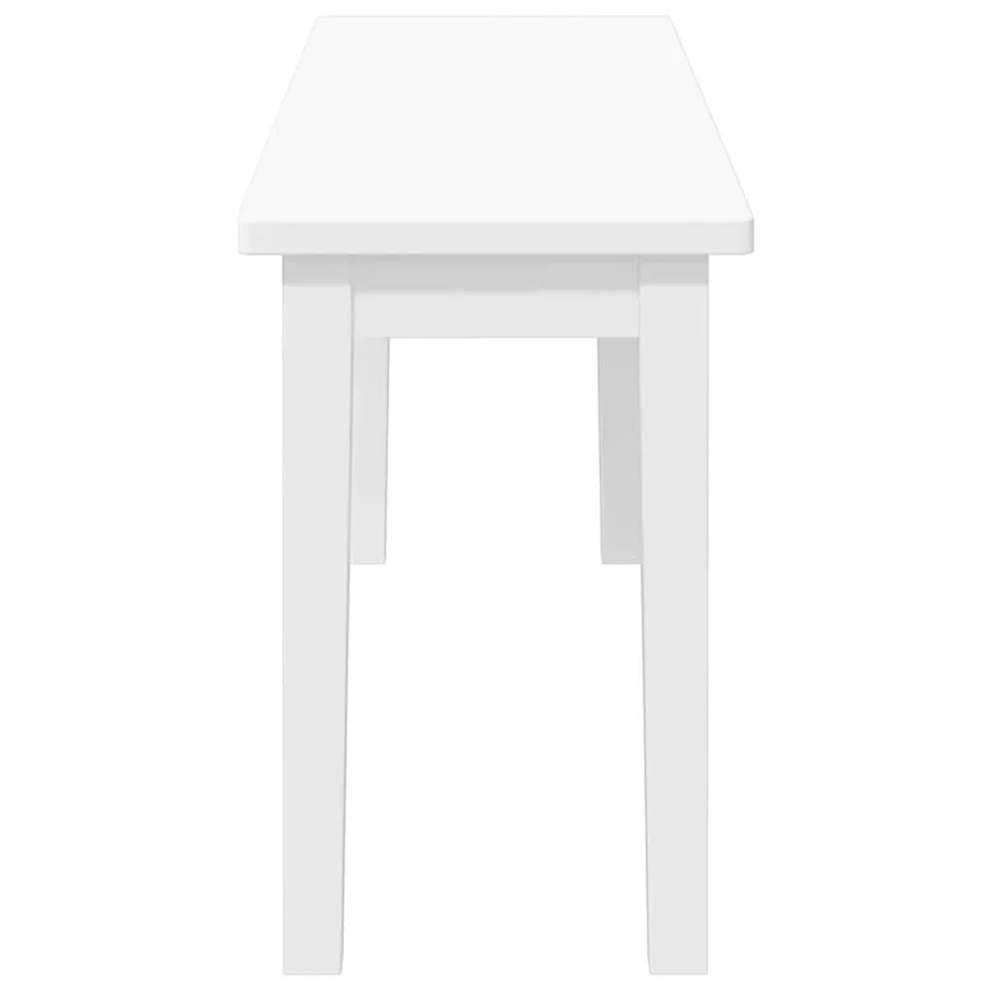 Banc 110 cm blanc bois massif caoutchouc - 5