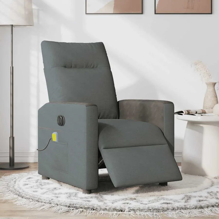 Fauteuil inclinable de massage électrique gris foncé tissu - 2