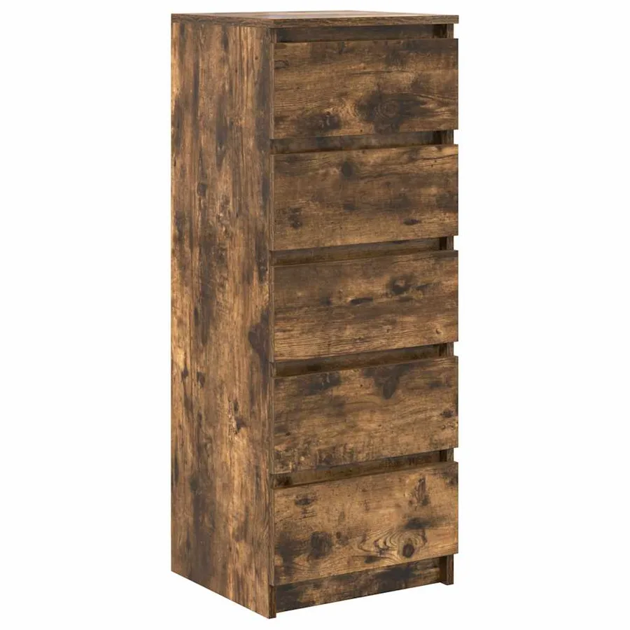 Buffet avec tiroirs chêne fumé 37,5x35x99 cm bois d'ingénierie - 2