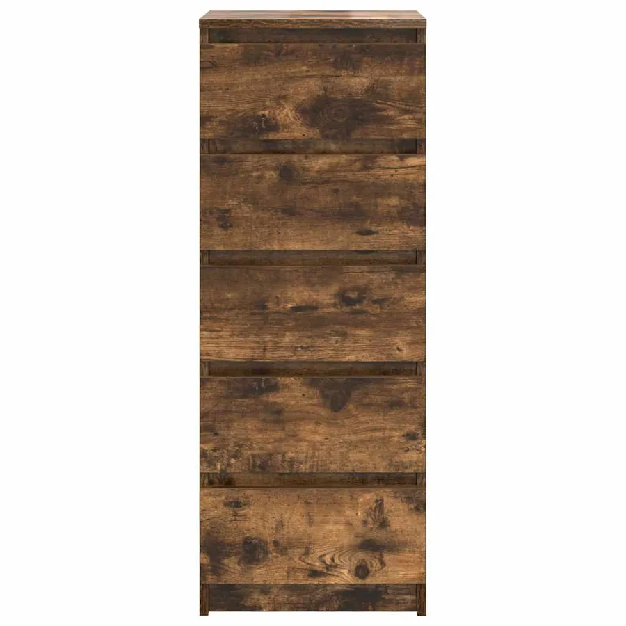 Buffet avec tiroirs chêne fumé 37,5x35x99 cm bois d'ingénierie - 6