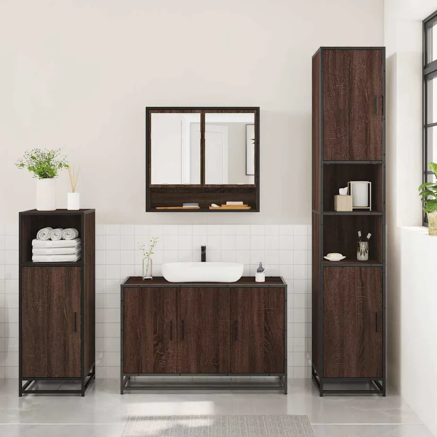 Ensemble de meubles de salle de bain 3 pcs Chêne marron - 3