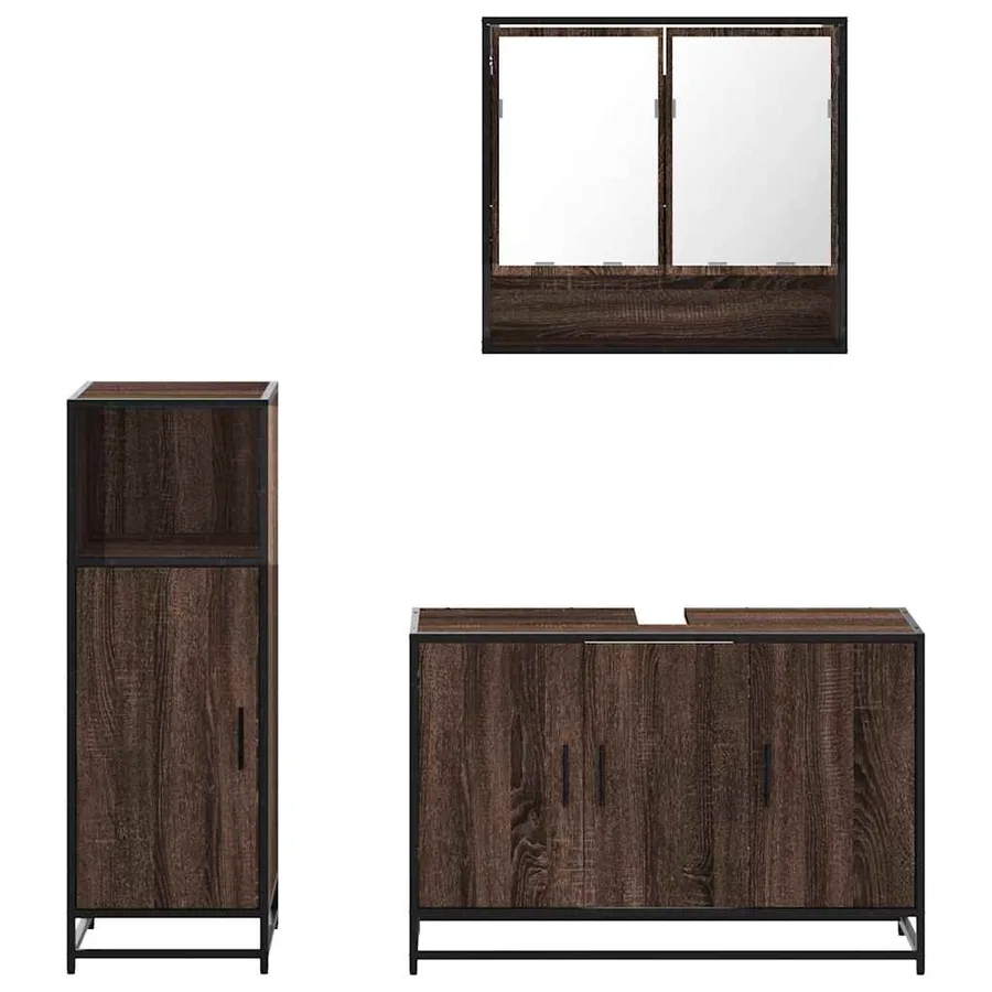 Ensemble de meubles de salle de bain 3 pcs Chêne marron - 5