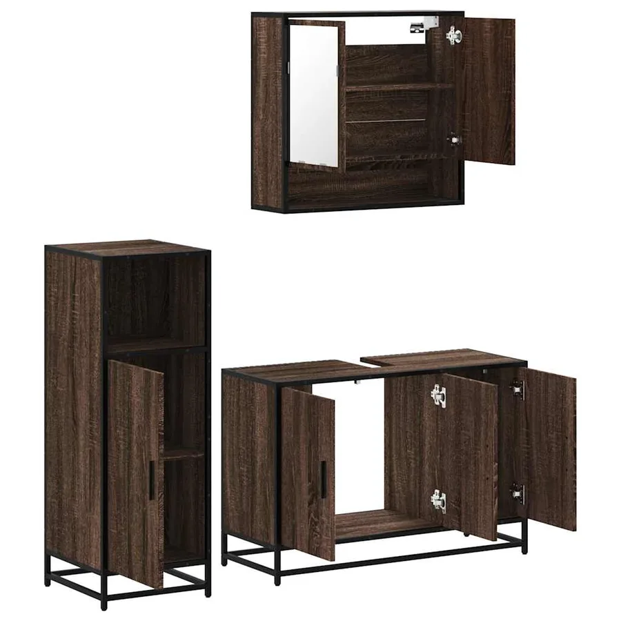 Ensemble de meubles de salle de bain 3 pcs Chêne marron - 6