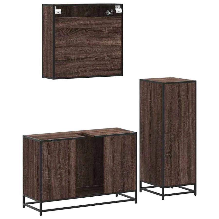 Ensemble de meubles de salle de bain 3 pcs Chêne marron - 8