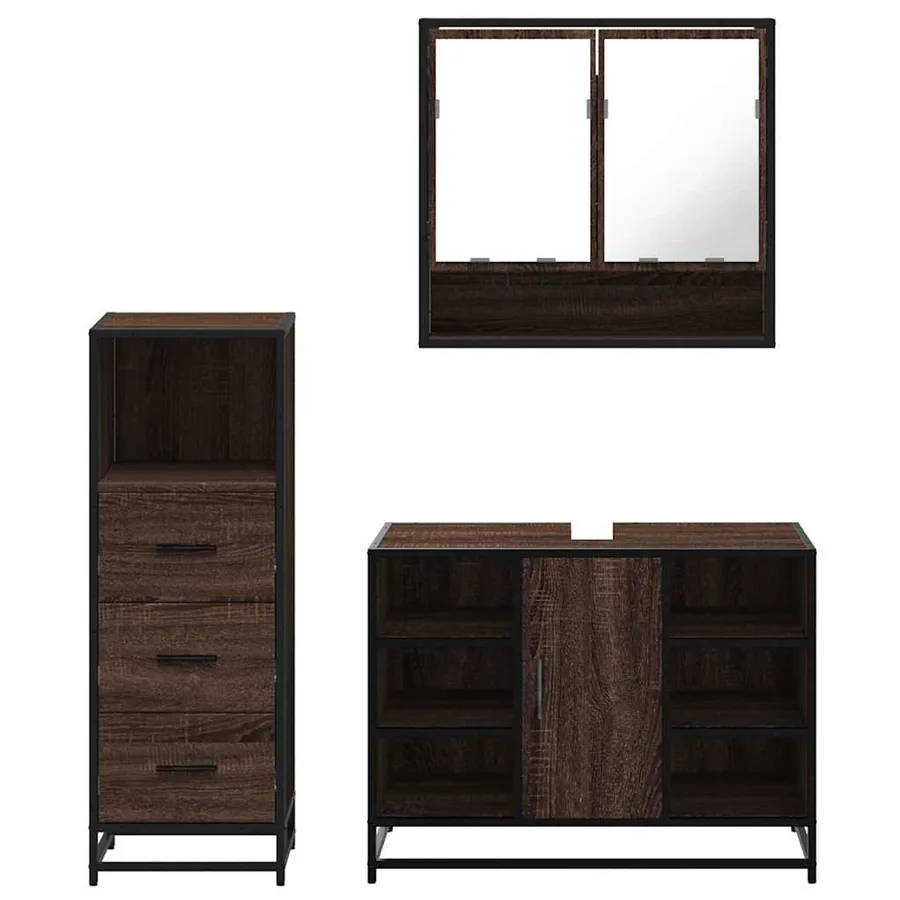 Ensemble de meubles de salle de bain 3 pcs Chêne marron - 5