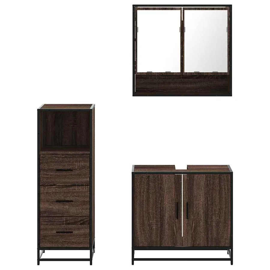 Ensemble de meubles de salle de bain 3 pcs Chêne marron - 5