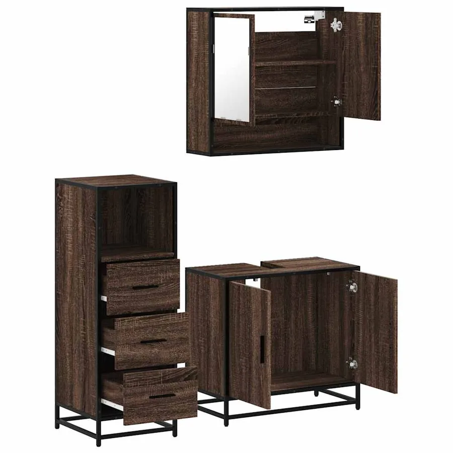 Ensemble de meubles de salle de bain 3 pcs Chêne marron - 8