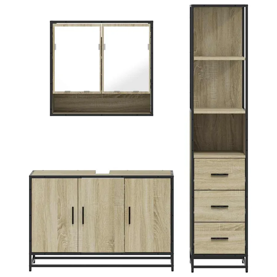 Ensemble de meubles de salle de bain 3 pcs chêne sonoma - 5
