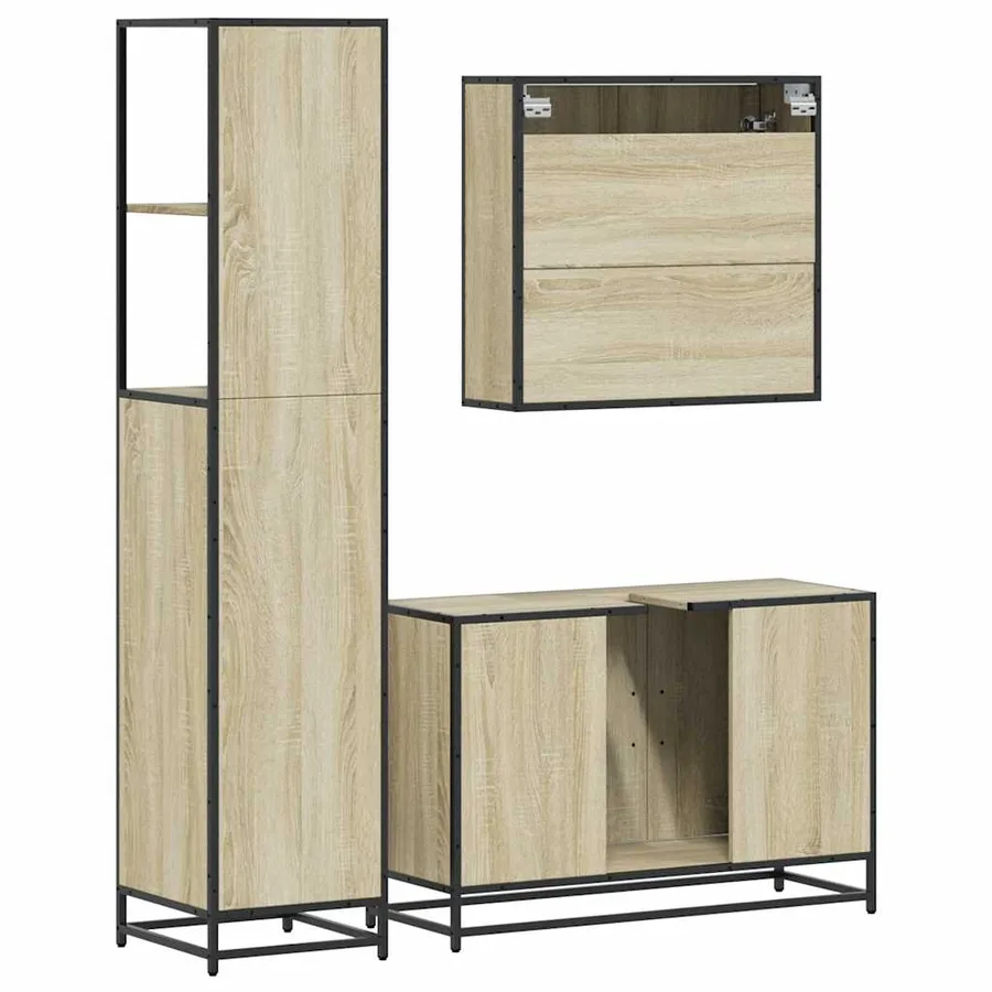 Ensemble de meubles de salle de bain 3 pcs chêne sonoma - 7