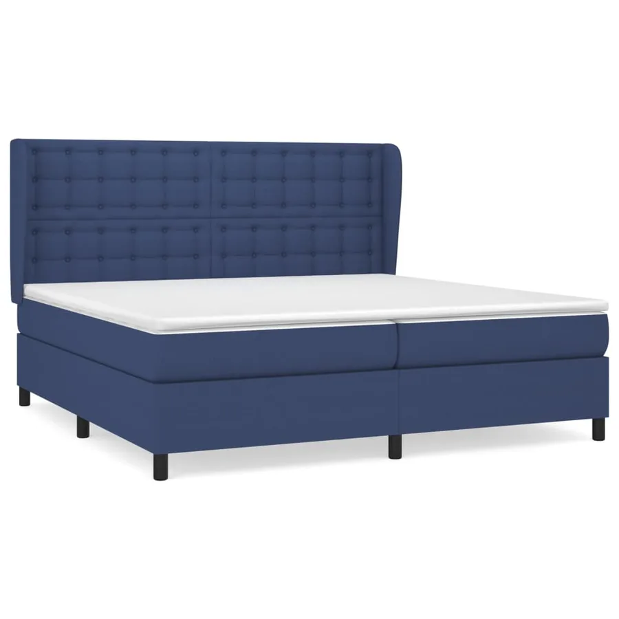Sommier à lattes de lit avec matelas Bleu 200x200 cm Tissu - 2
