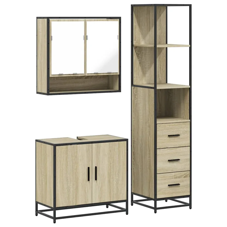 Ensemble de meubles de salle de bain 3 pcs chêne sonoma - 2