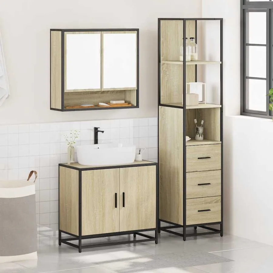 Ensemble de meubles de salle de bain 3 pcs chêne sonoma - 3