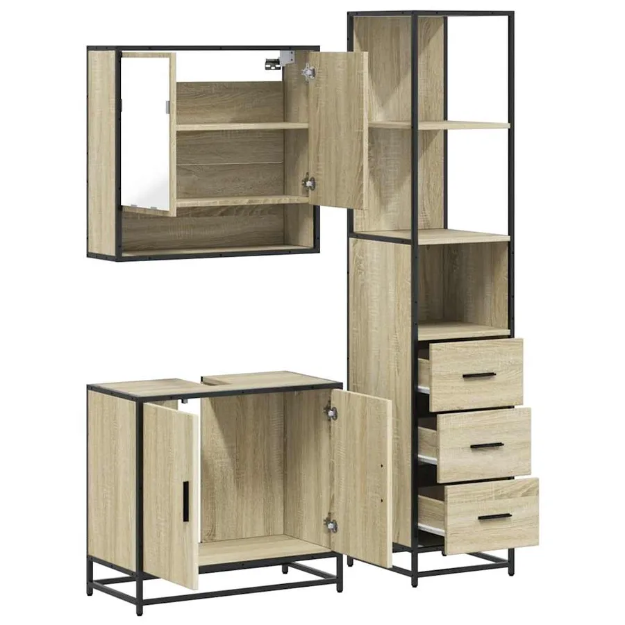 Ensemble de meubles de salle de bain 3 pcs chêne sonoma - 8