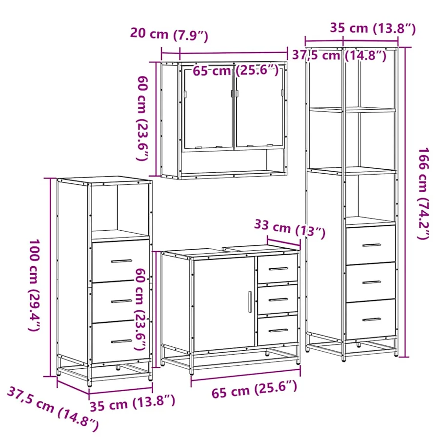 Ensemble de meubles de salle de bain 4 pcs chêne sonoma - 11