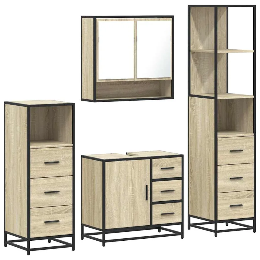 Ensemble de meubles de salle de bain 4 pcs chêne sonoma - 2