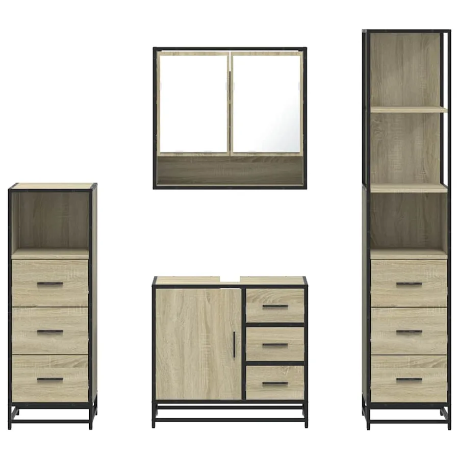Ensemble de meubles de salle de bain 4 pcs chêne sonoma - 5