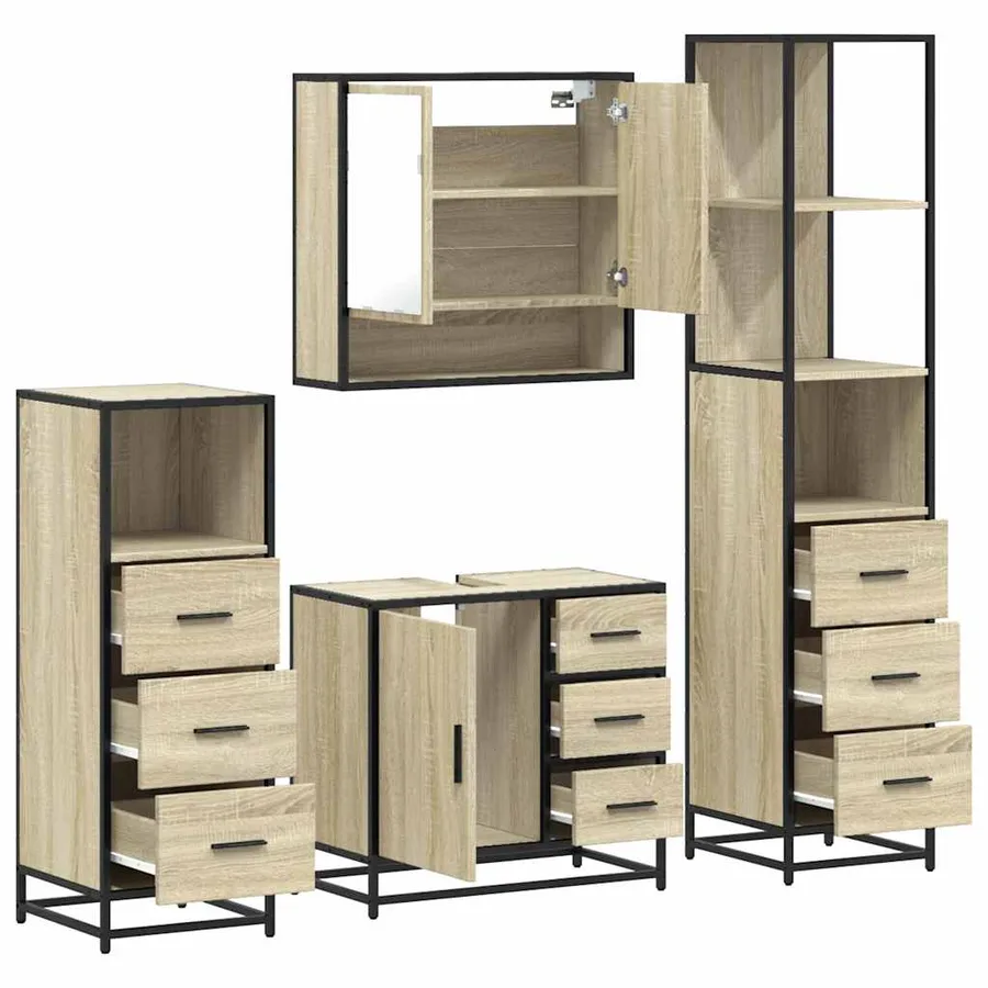 Ensemble de meubles de salle de bain 4 pcs chêne sonoma - 6